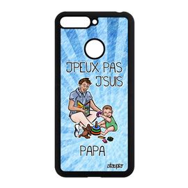 Coque Silicone Honor 7a J'peux Pas J'suis Papa Humoristique Pas Cher Souple Bleu Père Telephone Rigide Texte Drole Jpeux Bd Housse