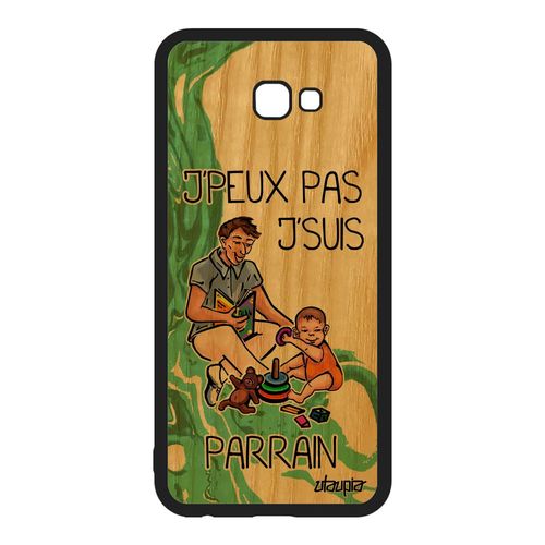 Coque Samsung Galaxy J4 Plus 2018 Bois Silicone J'peux Pas J'suis Parrain Je Housse Bebe Cover Humour Drole Jpeux De Protection Vert