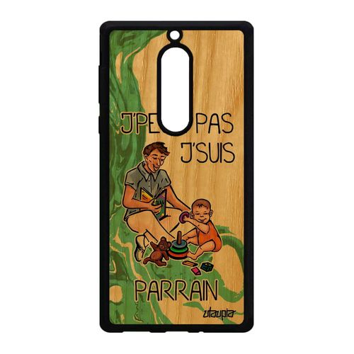 Coque Bois Silicone Rigide Nokia 5 J'peux Pas J'suis Parrain Drole Jpeux Vert Texte Case Unique De Protection Dessin Comique Je Bebe