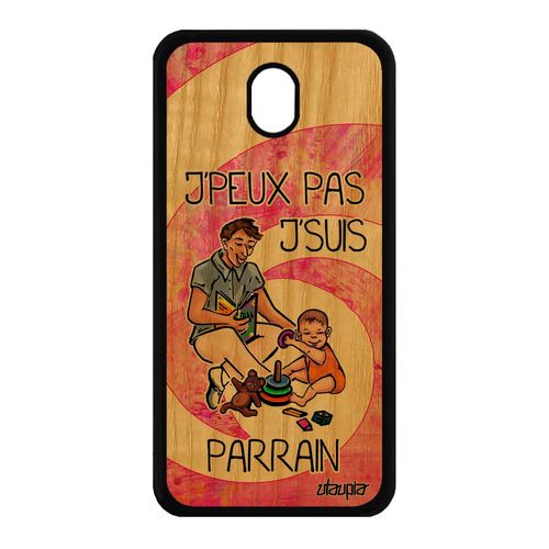 Coque Bois Galaxy J7 2017 Pro Silicone Humour J'peux Pas J'suis Parrain Rigide Texte Housse Drole Rose Bande Dessinée Jpeux Samsung