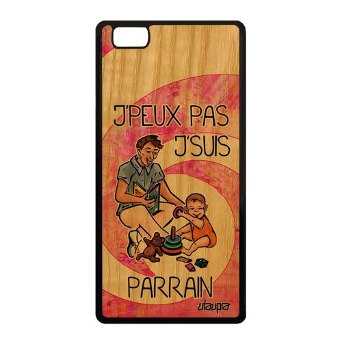 Coque Bois Humour J'peux Pas J'suis Parrain Huawei P8 Lite 2015 Silicone Texte Telephone Mobile Case Rose Je Drole Jpeux Ale-L23 De