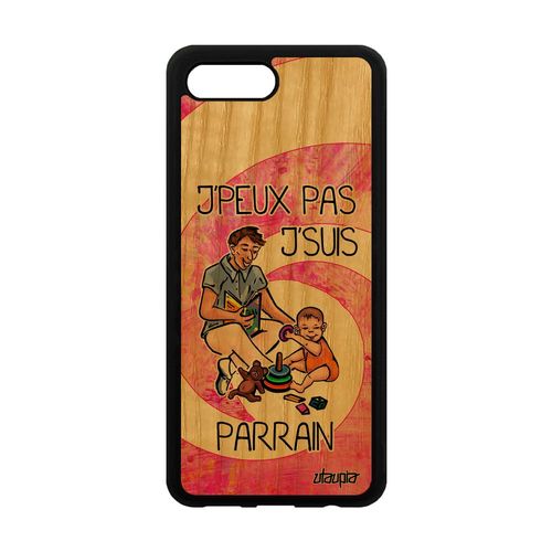 Coque Pour Honor 10 Bois Silicone Humour J'peux Pas J'suis Parrain Texte Bande Dessinée Case Drole Je Humoristique Antichoc Rose De