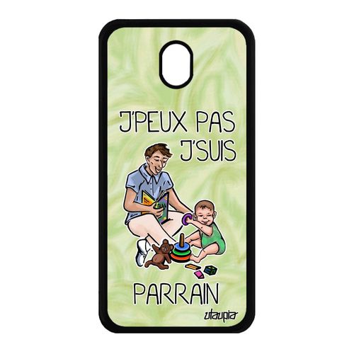 Coque Galaxy J7 2017 Pro Silicone J'peux Pas J'suis Parrain Metal Texte Telephone Personnalisé Antichoc Humour Vert Je Drole Samsung
