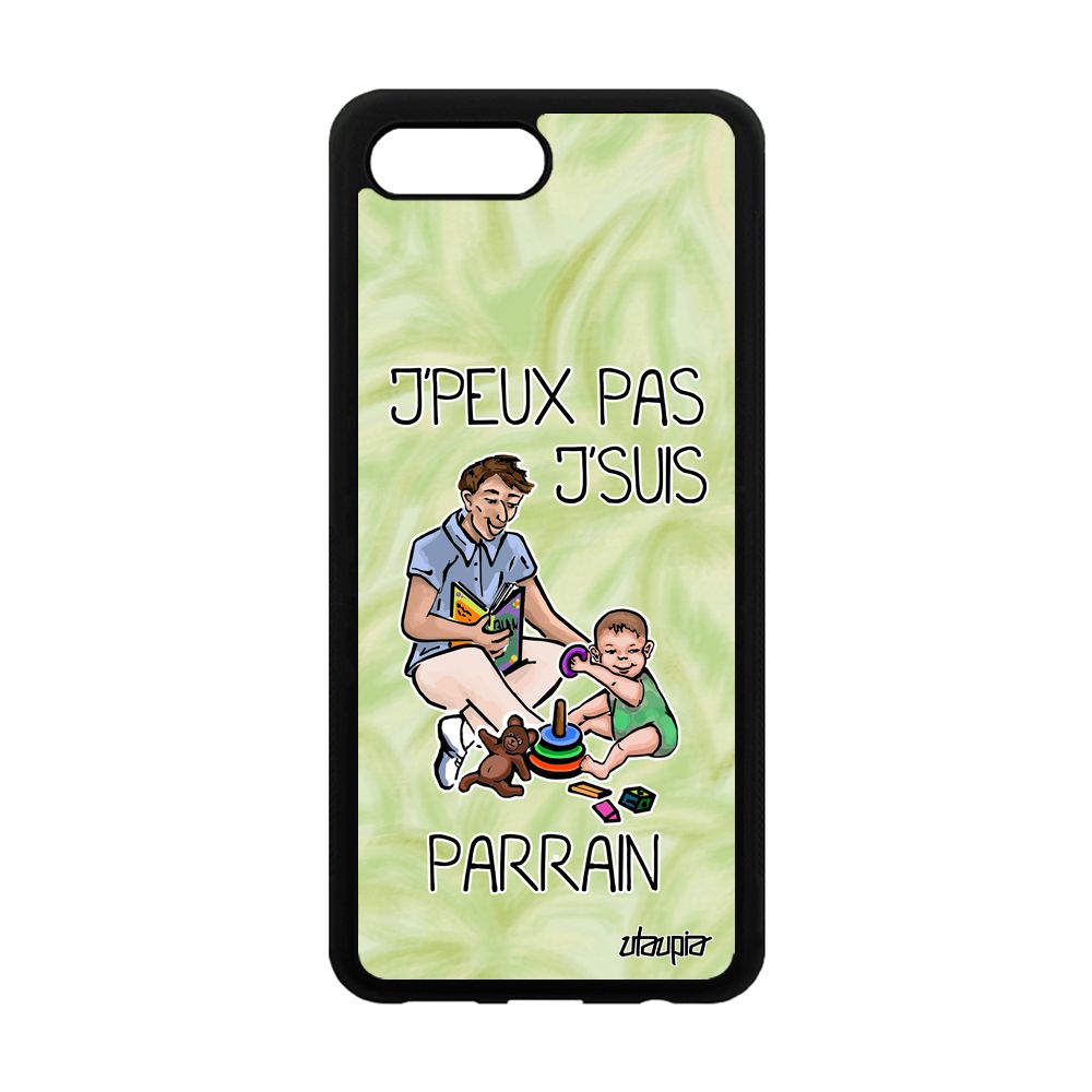 Coque Antichoc Honor 10 Silicone J'peux Pas J'suis Parrain Portable Alu Texte Mobile Jpeux Comique Vert Bd Je Humour Naissance Fille