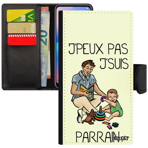 Coque Galaxy A5 2016 Cuir Portefeuille Porte Cartes Humour J'peux Pas J'suis Parrain Drole Jpeux Texte Antichoc Telephone De Samsung