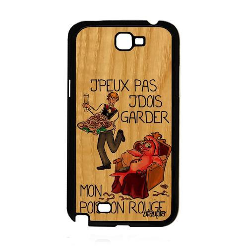 Coque Silicone J'peux Pas J'dois Garder Mon Poisson Rouge Pour Samsung Galaxy Note 2 En Bois Animal De Compagnie Housse Gt-N7105 Je