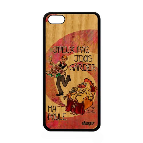 Coque En Bois J'peux Pas J'dois Garder Ma Poule Iphone 5c Silicone Maman Motif Drole Rose Humoristique Portable Cartoon Texte Apple