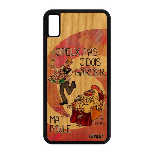 Coque Bois Silicone Iphone Xs Max J'peux Pas J'dois Garder Ma Poule Case Bande Dessinée Coq Animaux Jpeux Maman Rose Drole Je