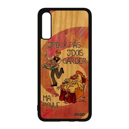 Coque J'peux Pas J'dois Garder Ma Poule Samsung Galaxy A70 En Bois Silicone Portable Souple Case Maman Animaux Telephone Mobile Rose