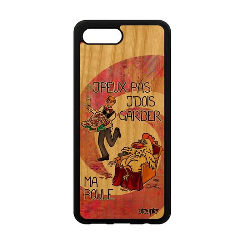 Coque En Bois Silicone J'peux Pas J'dois Garder Ma Poule Pour Honor 10 4g Coq Antichoc Jpeux Rose Cartoon Humour Texte Drole Je Etui