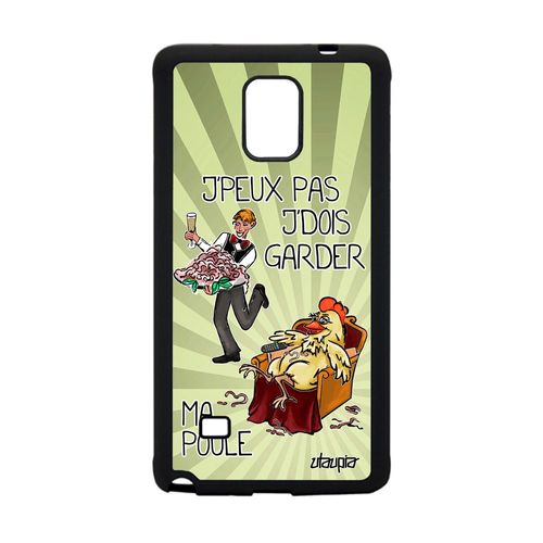 Coque Humour J'peux Pas J'dois Garder Ma Poule Galaxy Note 4 Silicone Drole Vert Jpeux Coq Mobile Je Texte Humoristique Bd Samsung