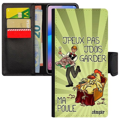 Coque Huawei P30 Lite En Cuir À Rabat Humour J'peux Pas J'dois Garder Ma Poule Animal Telephone Housse Coq Unique Bd Je Vert Case 4g