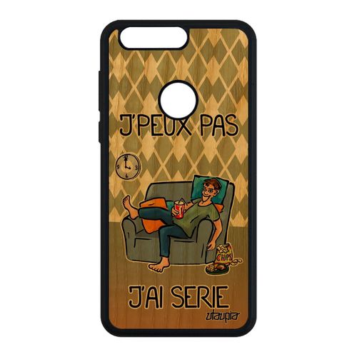 Coque Bois Honor 8 Silicone J'peux Pas J'ai Série Manga Antichoc Vert Texte Bd Dessin Animé Smartphone Television Humour Souple Je
