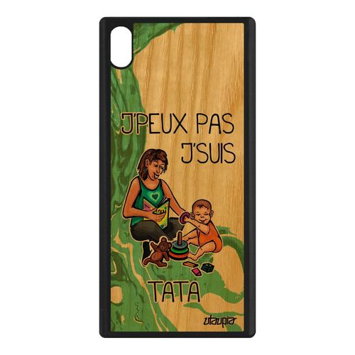 Coque Sony Xperia Xa1 Ultra Bois Silicone J'peux Pas J'suis Tata Frêne Vert Dessin Jpeux Comique Cover Texte Tante Telephone Drole