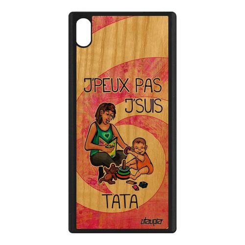 Coque Sony Xperia Xa1 Ultra Bois Silicone J'peux Pas J'suis Tata Je Tante Rose Bande Dessinée Pas Cher Naissance Garcon Jpeux Drole