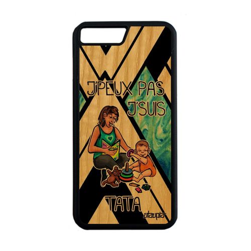 Coque Silicone Iphone 8 Plus Bois Humour J'peux Pas J'suis Tata De Protection Jpeux Drole Comique Bd Naissance Fille Bleu Je