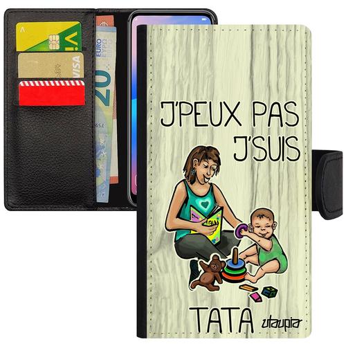 Coque Galaxy A5 2017 Cuir À Rabat Portefeuille J'peux Pas J'suis Tata De Protection Rigide Texte Drole Humour Made In France Samsung