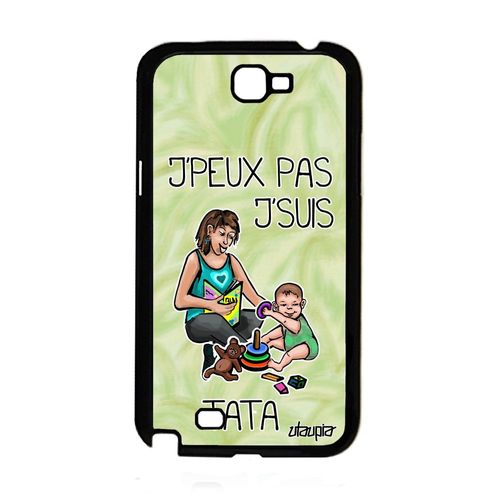 Coque Pour Samsung Galaxy Note 2 En Silicone J'peux Pas J'suis Tata Drole Tante Vert Je Comique Texte De Protection 4g Design Housse
