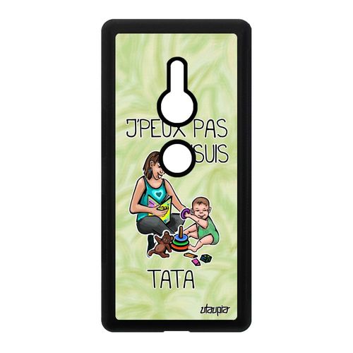 Coque Silicone J'peux Pas J'suis Tata Pour Sony Xperia Xz2 Tante Drole Portable Humour Comique Texte Vert Design Je Jpeux Etui Bd De