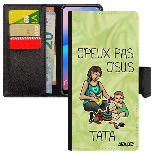 Coque J'peux Pas J'suis Tata Telephone Honor 8x Rabat Silicone Humour Bd Magnetique Naissance Fille Case Tante Comique Vert Je Cover