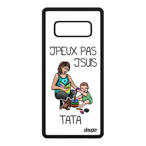 Coque Telephone Samsung Galaxy Note 8 Silicone Jpeux Pas J'suis Tata Bande Dessinée Bebe Smartphone Je Drole Etui Housse Blanc Texte