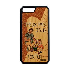 Coque Je Peux Pas J'suis Tonton Iphone 7 Plus Bois Naturel Silicone Enfant Humour Jpeux Antichoc Marron Etui Texte Famille