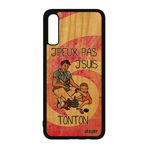 Coque Pour Samsung Galaxy A70 Bois Silicone J'peux Pas J'suis Tonton Housse Humoristique Jpeux Texte Dessin Je Mobile Rose Drole De