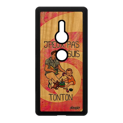 Coque Sony Xperia Xz2 Bois Silicone J'peux Pas J'suis Tonton Naissance Garcon Je Drole Bande Dessinée Rigide Rose Humoristique Case