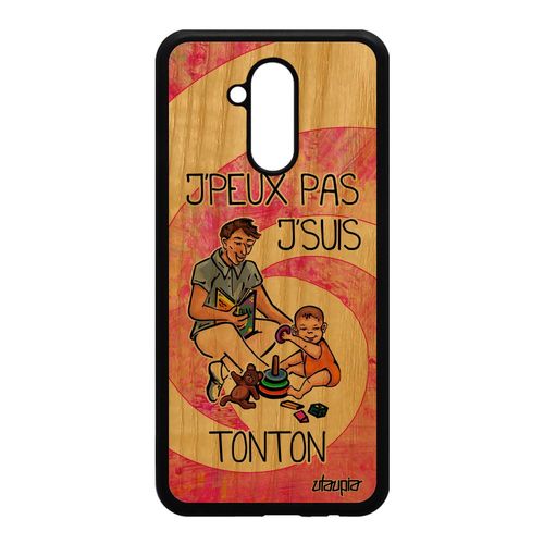 Coque En Bois Huawei Mate 20 Lite Silicone J'peux Pas J'suis Tonton Je Etui Rose Humoristique Smartphone Naissance Garcon Case Texte