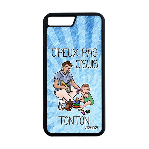 Coque Iphone 8 Plus Silicone Jpeux Pas J'suis Tonton Enfant Pas Cher Drole Oncle Je Bd Bleu Texte Humoristique Humour Rigide