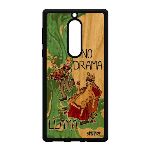 Coque Bois Silicone Pour Nokia 5 No Drama Lama Housse Dramalama Tpu Dessin Humour Mobile Llama Cartoon Telephone Comique Animal Vert