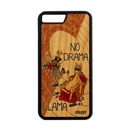 Coque Iphone 7 Plus En Bois Silicone Humour No Drama Lama Case Dramallama Texte Humoristique Llama Drole Cartoon Marron Dessin