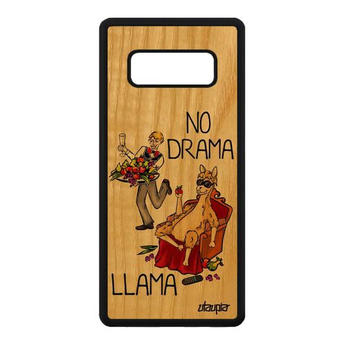 Coque Pour Samsung Galaxy Note 8 Bois Silicone No Drama Lama Design Comique Rouge Frêne 4g Antichoc De Protection Llama Drole Texte