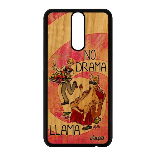 Coque No Drama Lama Huawei Mate 10 Lite En Bois Veritable Silicone Rose Humoristique Dramallama Cartoon Drole Design Humour Llama De