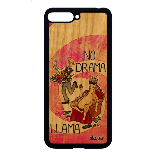 Coque Silicone Huawei Y6 2018 En Bois No Drama Lama Telephone Animal Personnalisé Drole Humoristique Design Rose Bande Dessinée Case