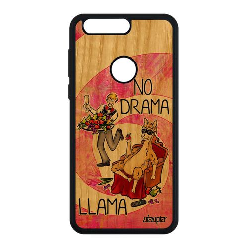 Coque Bois Naturel Honor 8 Silicone No Drama Lama Unique Housse Drole Bande Dessinée Frêne Rose Cartoon Humour Llama Humoristique De