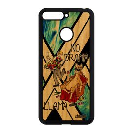 Coque Honor 7a Bois Silicone No Drama Lama Texte Drole Cartoon Llama Humour Dramalama Personnalisé Etui Comique Animaux Unique Bleu