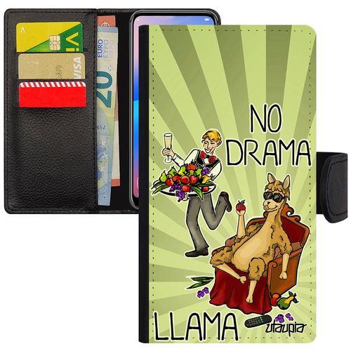 Coque No Drama Lama Rabat Iphone 7 Plus Cuir Portefeuille Texte Telephone 32 Go Bd Animal Pas Cher Humour Case Vert Rigide Pu