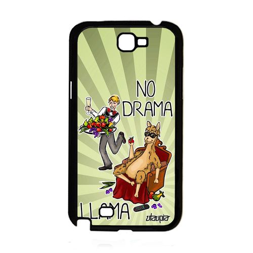 Coque Galaxy Note 2 Silicone No Drama Lama Drole Portable Humour Llama Bd Texte Cartoon Smartphone Telephone Dramalama Vert Samsung