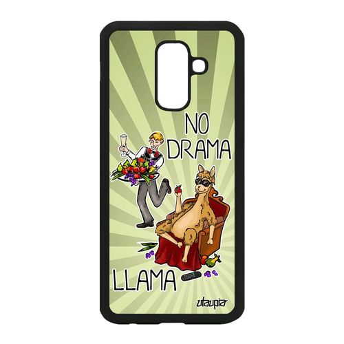 Coque Samsung Galaxy A6 Plus 2018 Silicone No Drama Lama Texte Bumper Alu Llama Bd Humour Vert Cartoon Dramalama Housse Comique Etui