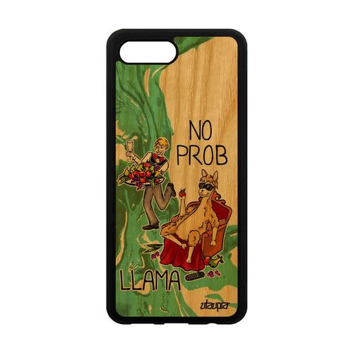 Coque Honor 10 Bois Silicone No Prob Lama Dessin Vert Cartoon Design Drole Problama Texte Animal Comique Llama Mobile Housse Humour