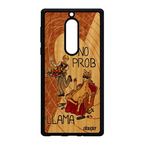 Coque Bois Silicone Antichoc Nokia 5 No Prob Lama Llama Caoutchouc Housse 4g Cartoon Texte Probllama Bd Marron Humour Animaux Drole