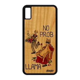 Coque Silicone Iphone Xs Max Bois Humour No Prob Lama Rouge Texte Drole Design Portable Pas Cher Problama Etui Cartoon De