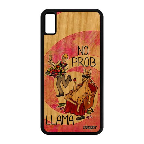 Coque Iphone Xs Max Bois Silicone No Prob Lama Cartoon Tpu Antichoc Rigide Drole Texte Etui 256 Go Humoristique Pas Cher Rose