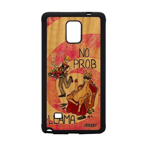 Coque Silicone No Prob Lama Galaxy Note 4 En Bois Et Bumper Texte Humoristique Rose Humour Case 4g Llama Cartoon Etui Drole Samsung