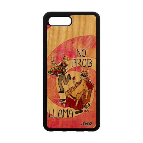 Coque Bois Pour Honor 10 Silicone No Prob Lama Humour Llama Animal Portable 4g Bande Dessinée Rose Antichoc Unique Humoristique Tpu