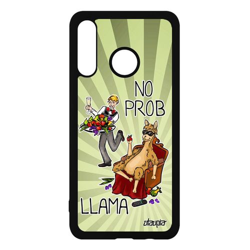Coque Pour Huawei P30 Lite Silicone No Prob Lama Humour Bd Drole Vert Animal Case Mar-Lx1a Llama Texte Comique Cartoon Problama Etui