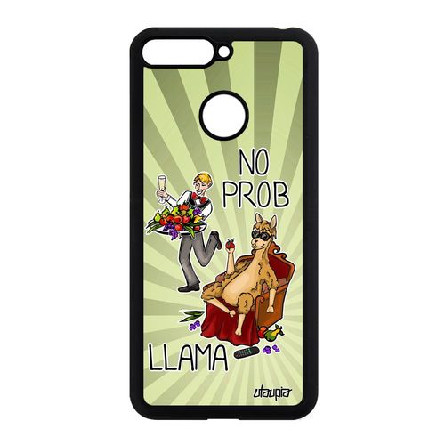 Coque Silicone No Prob Lama Pour Honor 7a Etui Animal Metal Cartoon Vert Mobile Telephone Humour Texte Drole Problama Made In France