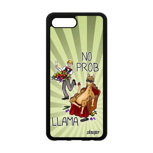 Coque Silicone Pour Honor 10 No Prob Lama Texte Comique De Protection Humour Bd Cartoon Llama Problama Vert Unique Drole Telephone