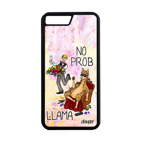 Coque Drole No Prob Lama Iphone 7 Plus En Silicone Texte Case Original Jaune Design Telephone Llama Comique Mobile Humour